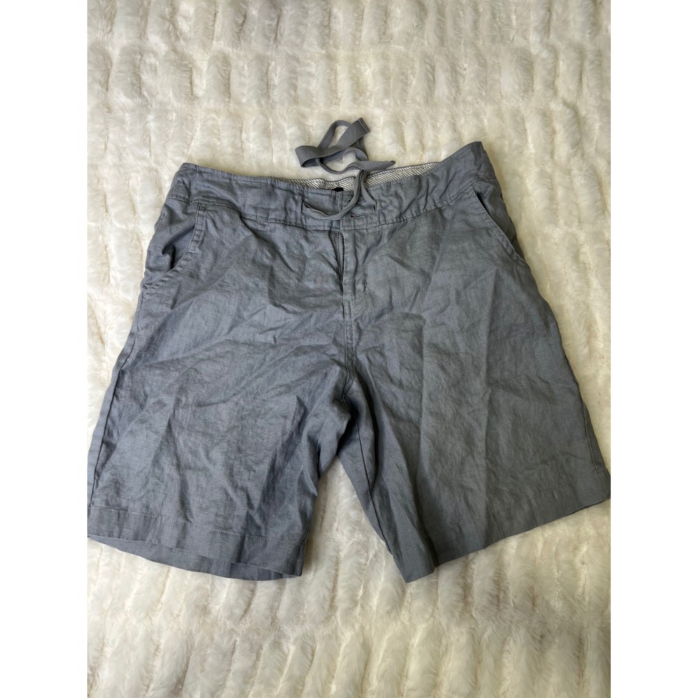 Jones New York JNY Womens Grey 100% Linen Shorts Size 10 Drawstring Casual